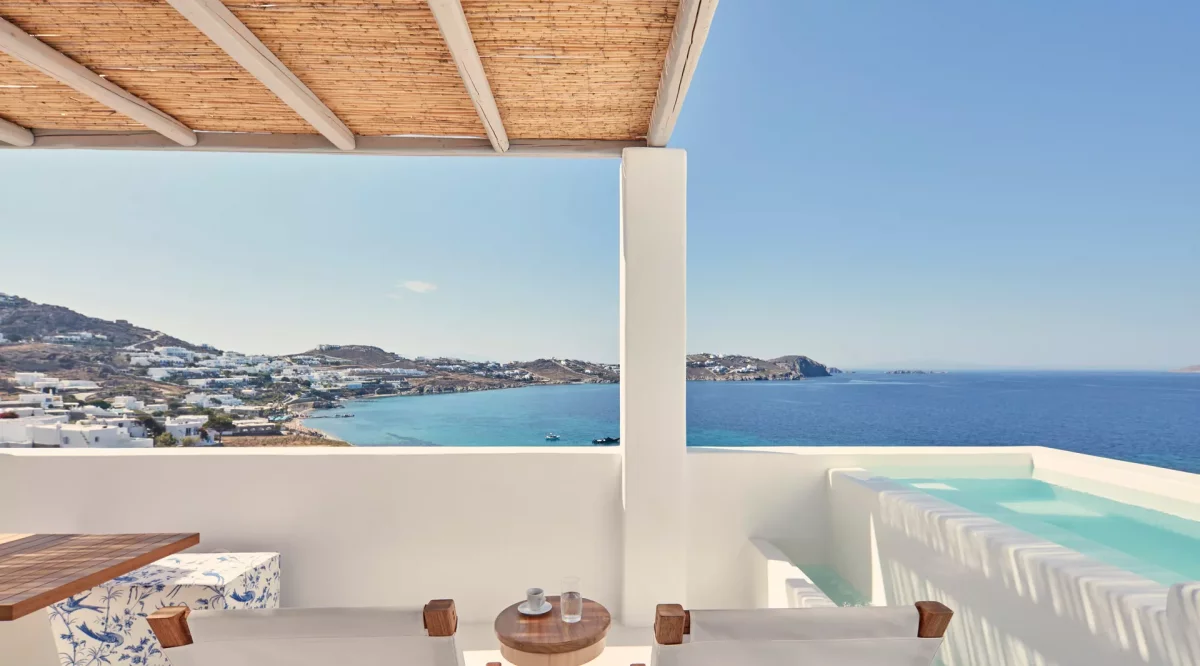 Superior Double with Open Air Jetted Tub and Sea View Katikies Mykonos