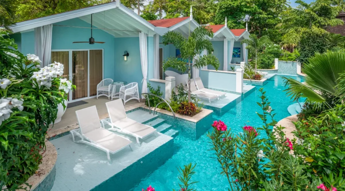 Beachfront Crystal Lagoon Swim Up Butler Room with Patio Tranquility Soaking Tub Sandals Halcyon Beach