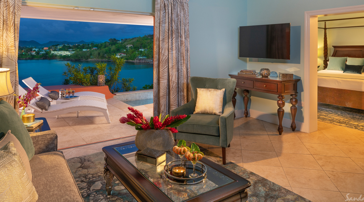 Sunset Bluff Honeymoon Oceanfront One Bedroom Butler Villa Suite with Private Pool Sandals Regency La Toc