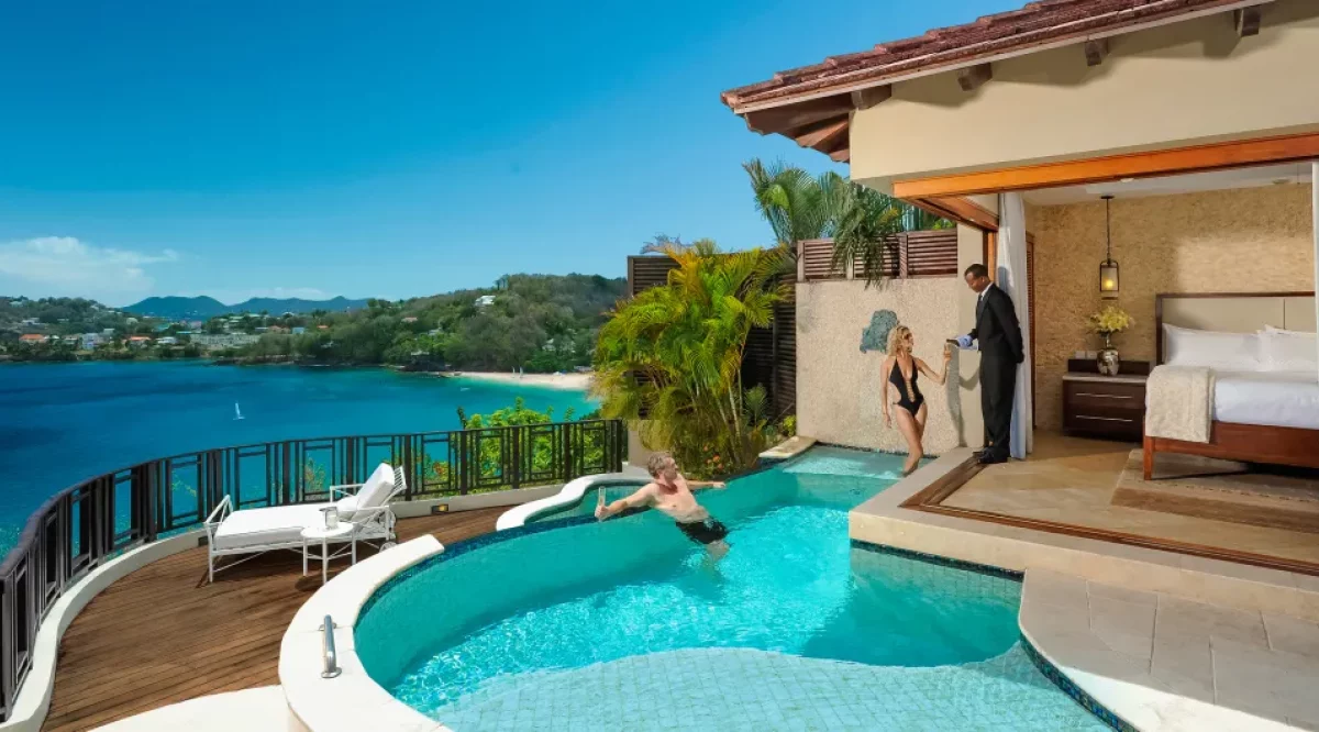 Sunset Oceanview Bluff Millionaire Butler Villa with Private Pool Sanctuary Sandals Regency La Toc