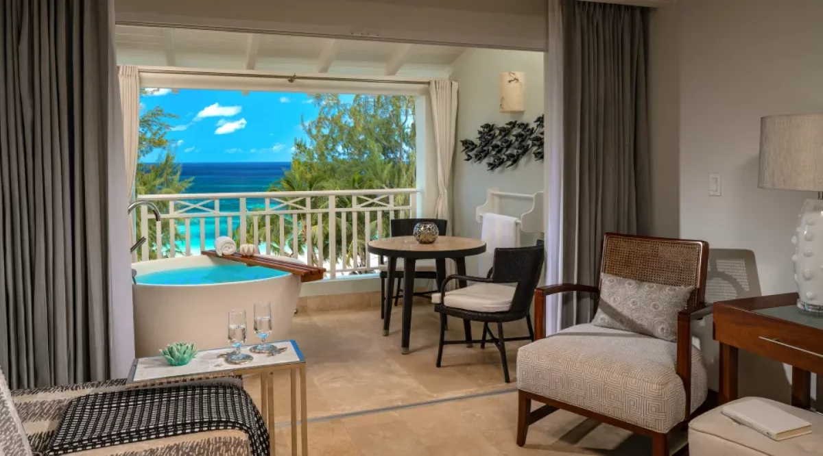 Beachfront Penthouse Club Level Suite with Balcony Tranquility Soaking Tub Sandals Barbados