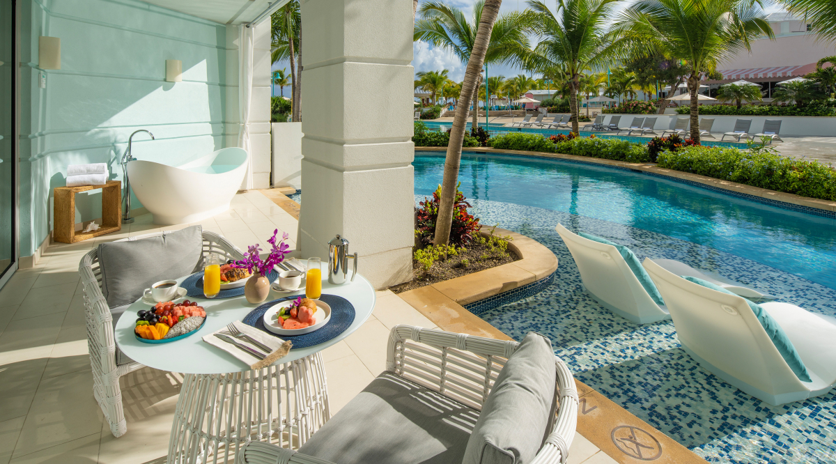 West Bay One Bedroom Swim-up Butler Suite with Patio Tranquility Soaking Tub Sandals Royal Bahamian